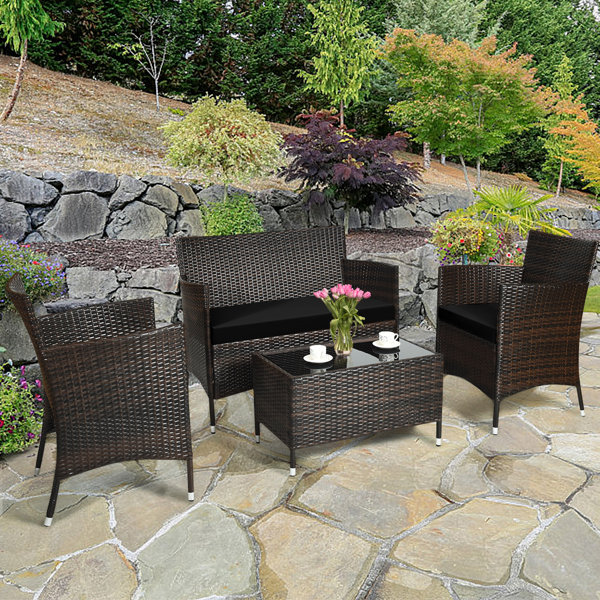 Topbuy Patiojoy 4 Person Outdoor Seating Group with Cushions